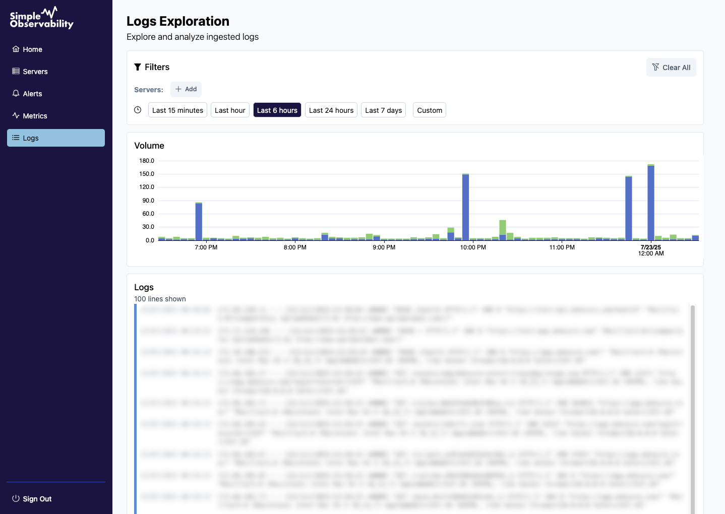 Logs viewer
