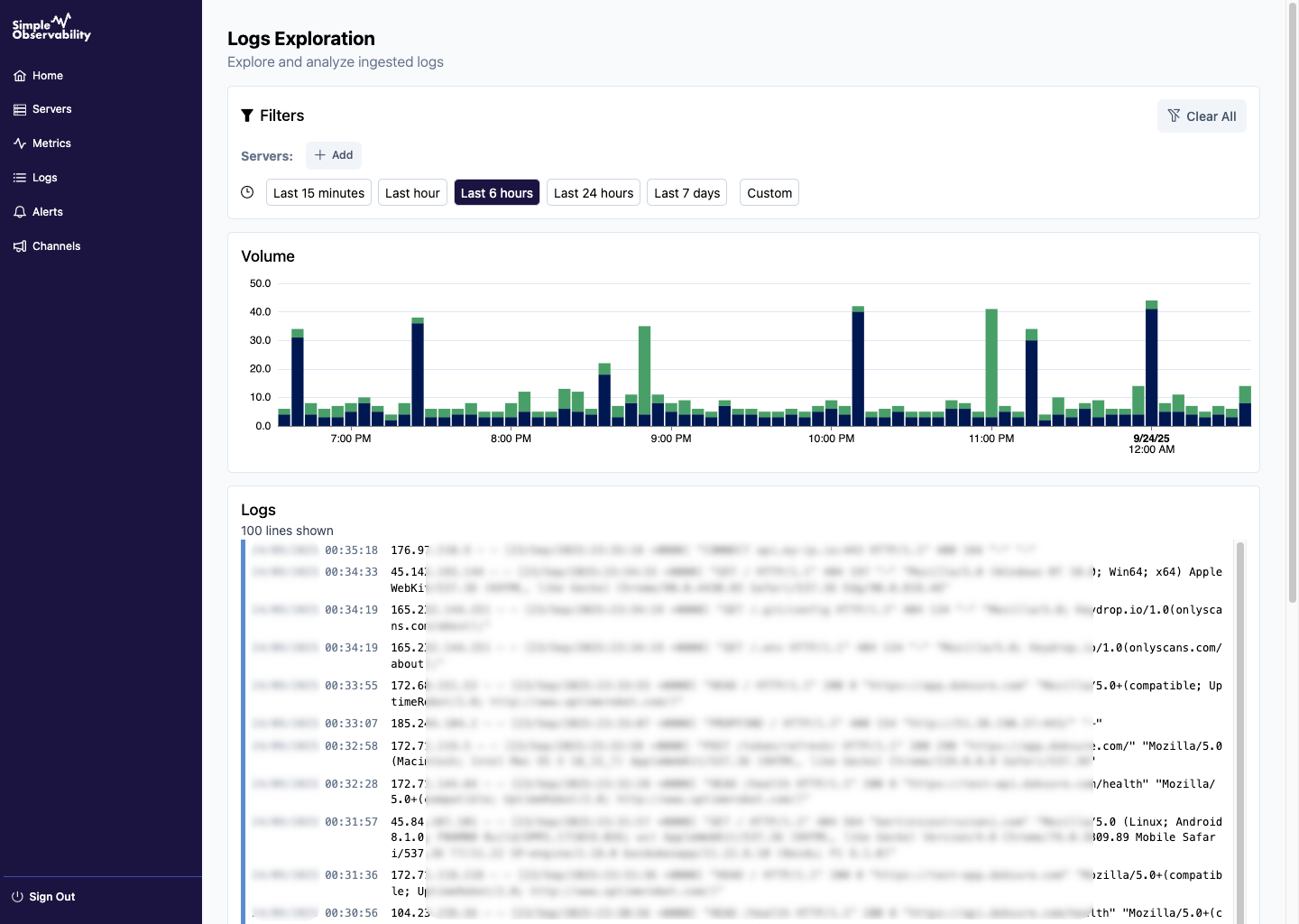 Logs viewer