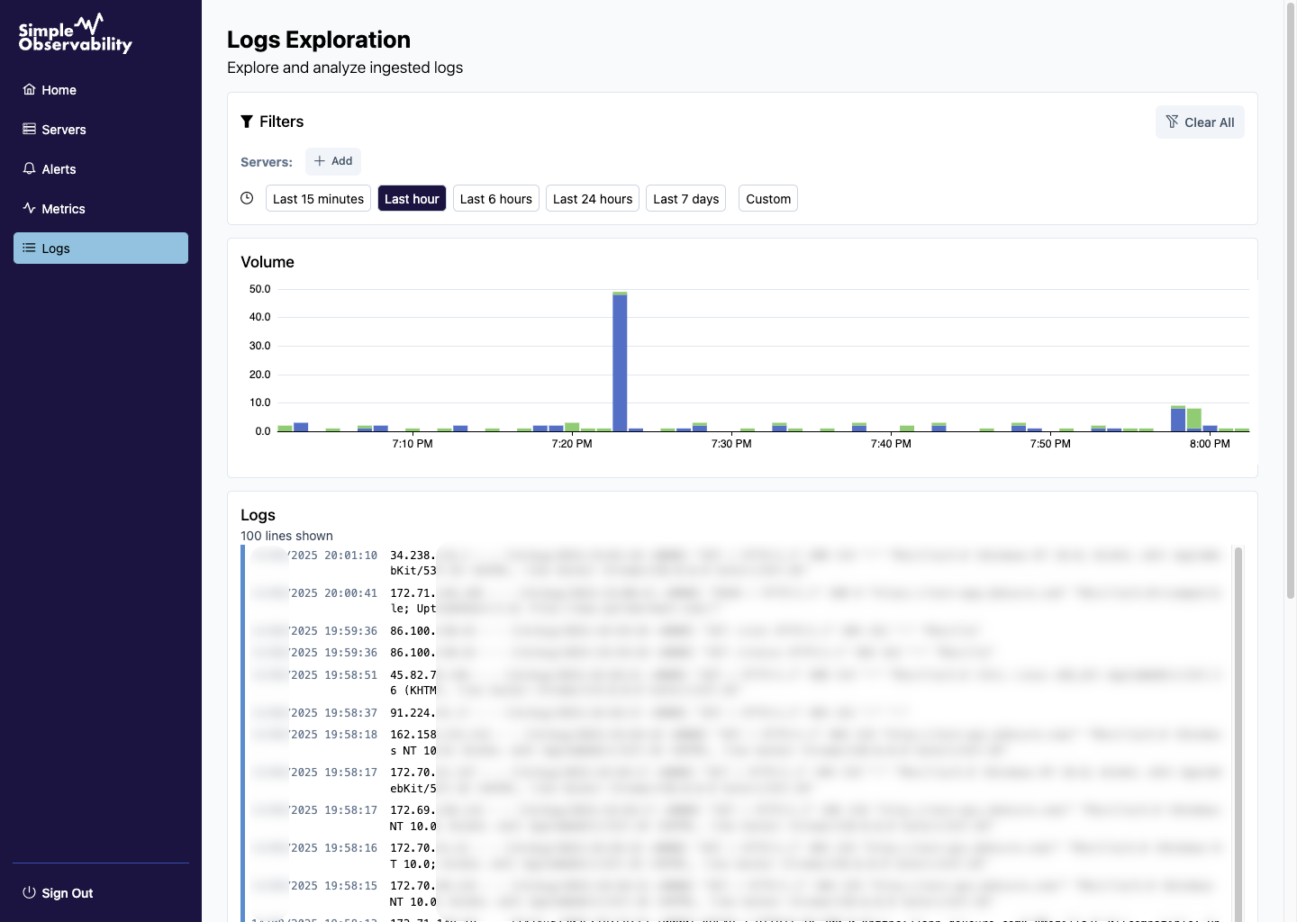 Logs viewer