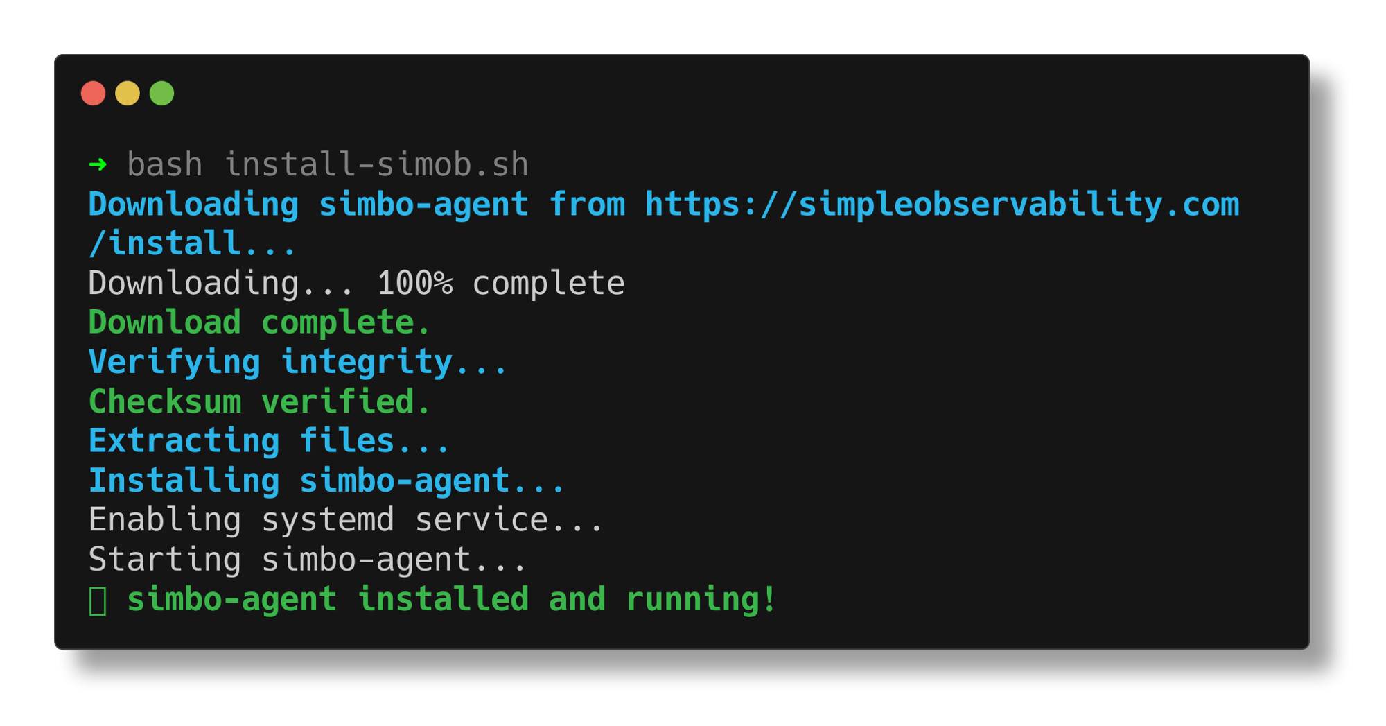 terminal depicting how simob agent is installed terminal depicting how simob agent is installed